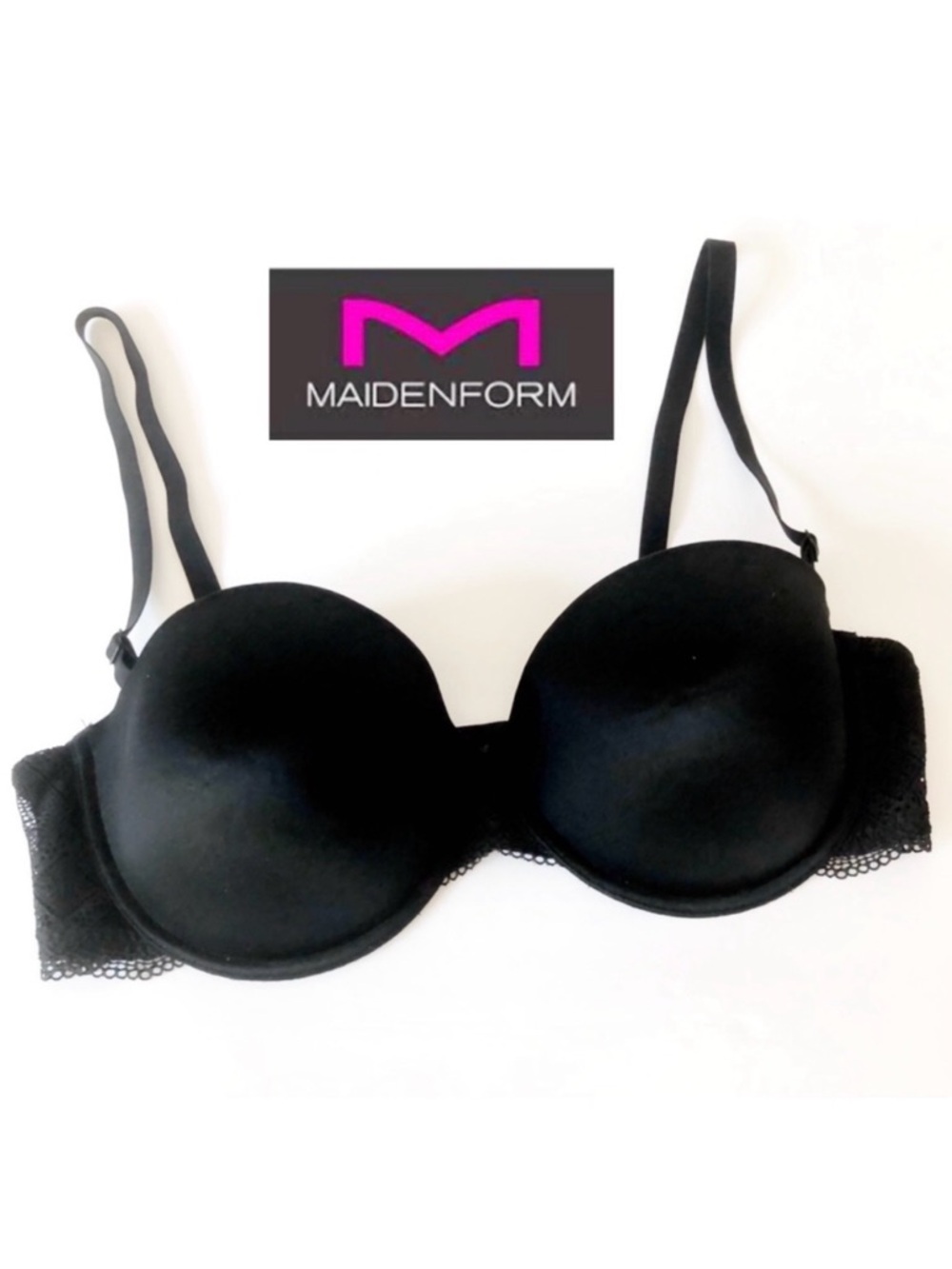 Maidenform Custom Lift Lace Back Multi-Way Black Bra Size 38D
